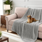 H.VERSAILTEX Plush Chenille Couch Cover for Dogs Pets Blanket for Bed Anti-Slip Soft and Durable Furniture Protector for Small Medium Large Cats Washable (52" x 82", Dove)