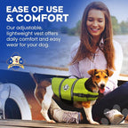 Dog Life Jacket - Swimming Vest for Dogs, Adjustable, Reflective, Comfortable, Multiple Colors, Patterns, XX-Small to Extra Large Dog Swim Vest with Handle (Neon Yellow, Medium)