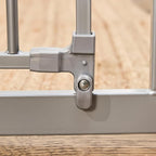 Regalo Safety 36" Extra Tall Baby Gate, Bottom of Stairs & Doorways | Fits Openings 29"-36.5" Wide, Pressure Mounted with Door, For Babies, Toddlers & Pets, Platinum