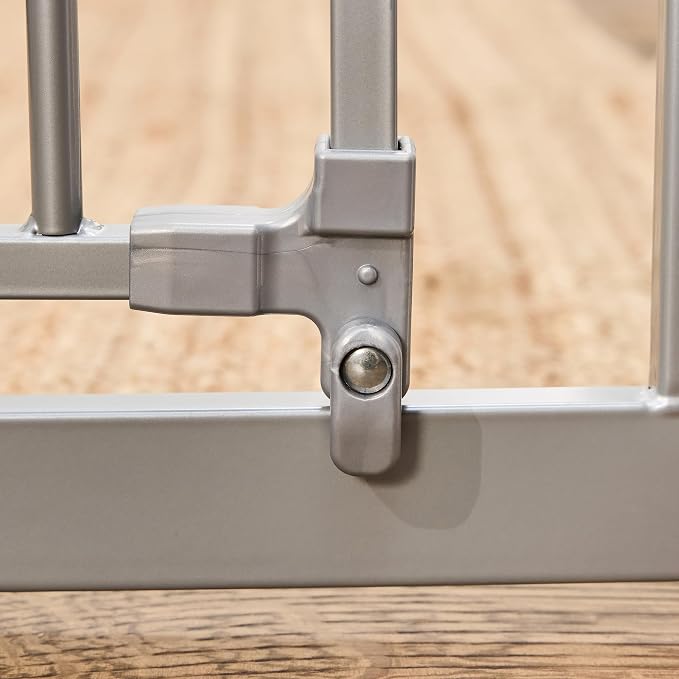 Regalo Safety 36" Extra Tall Baby Gate, Bottom of Stairs & Doorways | Fits Openings 29"-36.5" Wide, Pressure Mounted with Door, For Babies, Toddlers & Pets, Platinum