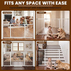 Mumeasy 36-63" Extra Wide Baby Gate for Stairs, 28.74" Walk Through Large Dog Gate for Doorways & Hallways, Auto Close Pet Gate Indoor, Pressure Mounted Child Wide Long Safety Gate for House, White