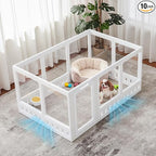 Clear-air Dog Playpen, Expandable Acrylic Dog Playpen for Small Dogs, Transparent Clear Dog Play Pen Indoors Puppy Enclosure, 24", 10 Panels, White