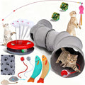 12pcs Cat Tunnel Set Large Collapsible Pet Tunnel Tube S-Shaped Maze Cats Indoor Cat Toy with Stick Pet Blanket Turntable Toy Balls Mice Fish and Noise Paper Ball Kitten Exercise Play