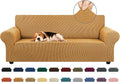 Stretch Couch Covers for Sofa, 3 Cushion Couch Slipcover,Golden | 1-Piece Washable Sofa Cover Pet Friendly(78"-94") Furniture Protector Soft Jacquard, Elastic Bottom for Dogs & Kids