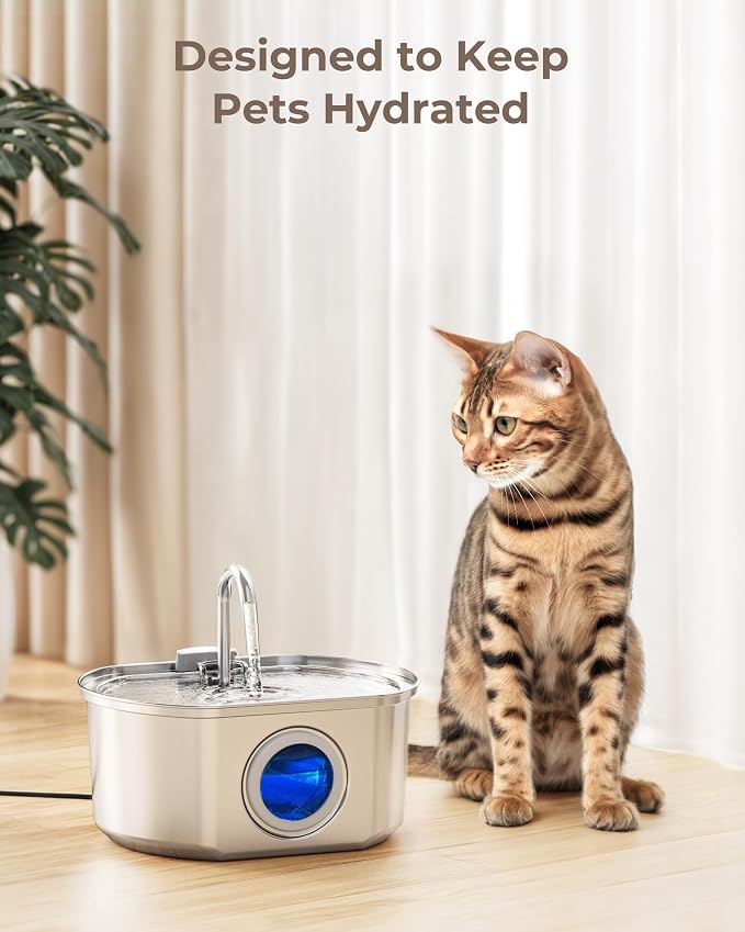 Neareal Official 6-Pack Replacement Filter Set for 108oz Cat Fountain | Includes 6 Replacement Filters & 6 Pre-Filter Sponges for 108oz/3.2L Stainless Steel Pet Water Fountain
