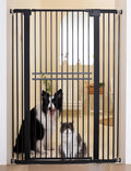 No Pawblems 55" Extra Tall Pet Gate, 29"-40" Wide Tall Dog Gate, Black | No Drilling Pressure Mounted, 1.37" Narrow Bar Spacing, Auto Close Tall Cat Gate for Doorway Hallway, One-Hand Operation