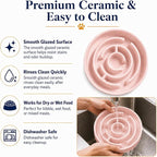 Ceramic Slow Feeder Dog Bowl 1.5 Cup Puzzle Dish for Small Medium Dogs | Glazed ceramic maze bowl with 1.5-cup capacity for dry or wet food, sized for small and medium dogs