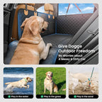 REEVAA Dog Car Seat Cover for Back Seat, Hard Bottom, L, Black+Orange | 450 lbs Extender, 45% More Space for 2-4 Large Dogs, Waterproof, Zippered Mesh Window, Fits for SUV Medium Truck