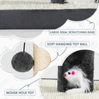30 in Tall Cat Scratching Post,Thick Natural Sisal Scratcher with 15.8" Large Sisal Base, Interactive Hanging Pom-pom Ball & Plush Mouse Toy, Stable Cat Furniture of Indoor Cats