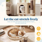 Hey-brother Cat Tree Tower, Wide Base, 5 Platforms for Multi-Cats, MPJ074MJ | 72.8 Inches Tall Furniture, 5 Plush Beds, Large Condo, Big Hammocks, Sisal Scratching Posts, for Indoor Adult Cat Beige Brown