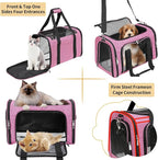 Soft-Sided Cat/Dog/Pet Carrier, Collapsible Pets Travel Carriers for Big Cats/Small Dogs with Shoulder Strap & Removable Mat, Mesh Puppy Carry Bag, Up to 16 Lbs, TSA Airline Approved (Pink)