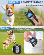 Asrcs Shock Collar for Dogs 2 Dogs (15-120lbs) 2000FT Dog Shock Collar with Remote Control Waterproof Dog Training Collar with Remote 4 Safe Modes Rechargeable Lock Flash Light for All Breeds - Blk