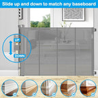 42 Inch High Retractable Baby Gates Extra Tall Retractable Pet Gate with Reinforced Strips 55 Inch Wide No Sag Mesh Baby Gate for Stairs Anti-Scratch Extra Tall Dog Gates for Doorways, Gray