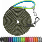 NTR 50FT Long Dog Leash with 2 Swivel Hooks, Reflective Threads and Comfortable Padded Handle, Training Leash Lead for Walking, Hunting, Camping, Backyard for Small Medium and Large Dogs