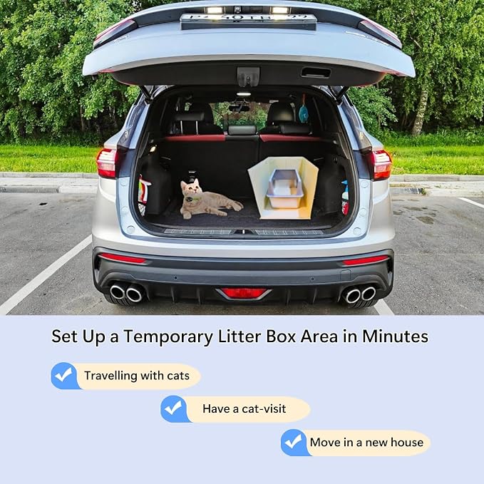 Extra Large Cat Litter Box Enclosure with Litter Mat, Open Top High Sided Splash Guard, Waterproof Pee Shield for Cat Litter Boxes