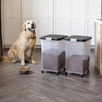 IRIS USA Dog Food Storage Container, 2-Pack, Up to 54 lbs, Black | Made in the USA, Comes w/ Wheels & 2-Cup Scoop, Airtight Seal, BPA-Free, Bird Seed, Cat food, Cat Litter, Multi-Pet Household