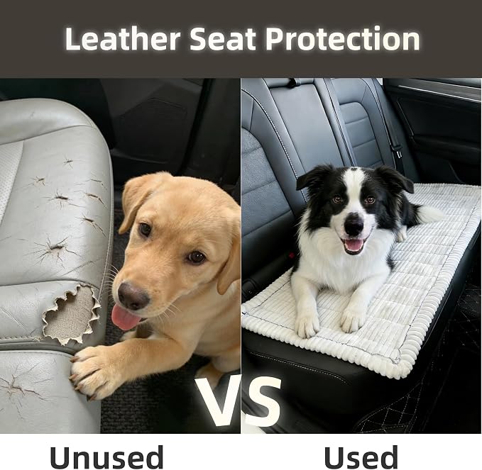 Dog Car Seat Cover, Pet Couch Covers for Car and Sofa,Non-Slip Backseat Pet Bed Mat, Machine Washable, Soft Plush Travel Seat Protector with Storage Bag (White,23.6''×70'')