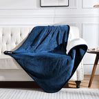Soft Waterproof Blanket for Bed Couch Sofa, Navy Blue, 60x80 inches | Liquid Pee Proof Pet Blanket for Dog Puppy Cat, Reversible Sherpa Fleece Blanket for Couch Cover, Furniture Protector