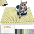Cat Litter Mat 35"x24",Double Layer EVA Litterbox Mat Cream | Extra Large Honeycomb, Waterproof & non-slip, Odor-free, easy clean, washable durable floor protector,scatter control