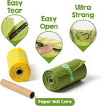Dog Poop Bags Rolls with Dispenser & Holder, 510 Pet Waste Bags, 100% Leak Proof Extra Thick and Strong Corn Starch Blend
