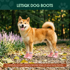 Dog Shoes, Non-Slip Dog Booties for hot Pavement, 4Pcs Pink 3# | Waterproof TPE Sole, Breathable Dog Boots with Reflective Straps, Idear for Hardfloors, Outdoor, Small Medium Paw Protectors
