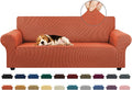 Stretch Couch Covers for Sofa, 3 Cushion Slipcover,Pureed Pumpkin | 1-Piece Washable Sofa Cover Pet Friendly(78"-94") Furniture Protector Soft Jacquard, Elastic Bottom for Dogs & Kids