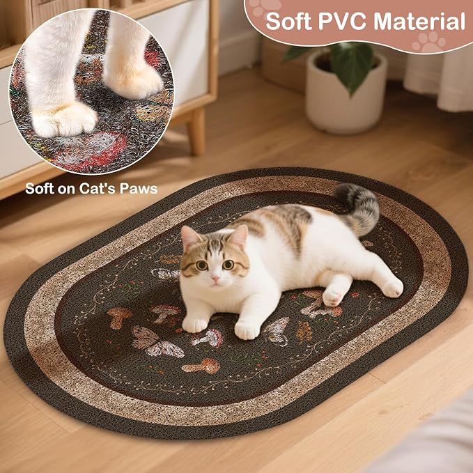 Bienbee Cat Litter Mat, 24" x 15" Dense Trapping Mesh for Litter Boxes | Litter Box Mat with PVC Mesh, Waterproof &Urineproof, Non-Slip Grip, Soft On Kitty Paws and Easy to Clean to Protect Floor