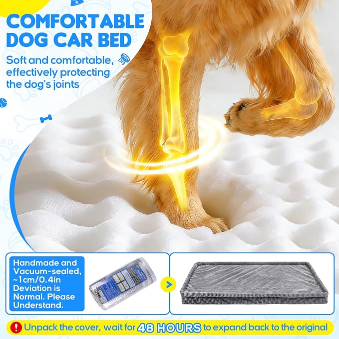 Loiion Dog Car Bed, Non-Slip Backseat Extender Pet Mat 50"x24.6" | Removable, Washable Dog Bed With Waterproof Liner Protects Car Seats, Anti-Slip Travel Bed For Dogs