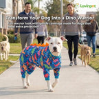 LovinPet Large Dog Pajamas, Four-Leg Stretch Onesie Bodysuit, Lightweight UV-Shielding Pajamas, Anti-Lick Calming Recovery Suit for Surgery, Pull-On for Medium and Large Breeds,Green,XXL