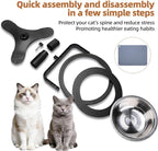 Elevated Cat Bowl with Silicone Food Mat, 3 Height Adjustable, 15° Tilted Cat Bowls Stand with Stainless Steel Bowl for Indoor Cats & Kittens (1 Pack with Mat)，Black