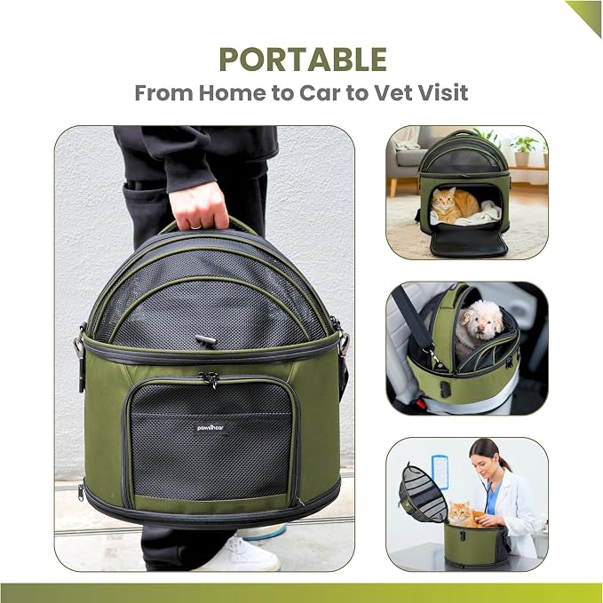 Crash-Tested Small Dog Car Seat | CPS Certified Crash Protection | 3-in-1 Portable Dog Car Seat, Indoor Enclosed Cat Bed & Round Pet Carrier | 5 Star Crash-Tested & Rated for Safe Car Travel.