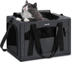 Pecute Cat Carrier Stable, Pet Carrier with Privacy Partition,Dark Gray | Safe For Car Travel, Stable Steel Frame, Soft-Sided Pet Carrier Bag For Dogs And Cats Up To 11lbs, Foldable Design.