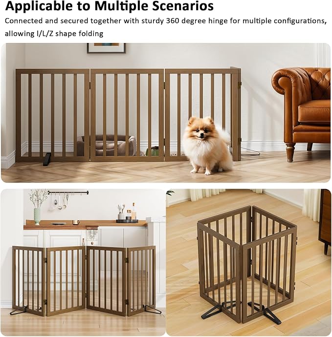 Dog Gate for Stairs,Foldable Dog Gate for Indoor Doorways House,Freestanding Pet Gates for Dogs,Doogie Puppy Fence Gate