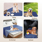 gogobunny 100% Double Sided Waterproof Dog Blanket Soft Pet Bed Cover Reversible Protect Furniture Couch Sofa Car for Puppy Cat Kids (Dark Navy/Light Navy, 30x80 Inch (Pack of 1))