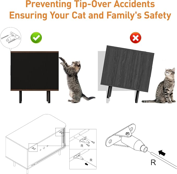 Halitaa 37.4" Cat Litter Box Enclosure with Scratch Pad, Sliding Door | Litter Box Enclosure Furniture Hidden Litter Box, Modern Indoor Cat House, TV Stand, Side End Table for Living Room, Black