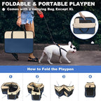 Aivituvin Dog Playpen, Foldable Pet Play Pens with Carrying Bag for Cat, Puppies, Rabbits, Portable Dog Tent Crates Cage for Travel Camping Indoor Outdoor, Removable Shade Cover, Blue L