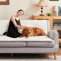 Couch Cover for Dogs Washable,Anti-Slip Back Cat Mat Pet Pad Blanket for Furniture Protector,Fuzzy Pet Sofa Cover for 3 Cushion Couch Sofa Pets Friendly (Ivory, 1pc/27.6"x82.7"/Seat Cover)