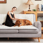 Couch Cover for Dogs Washable,Non-Slip Fuzzy Sofa Covers for Pets | Thick Soft Furniture Protector Fits Loveseat & Sectional,Against Fur&Dirt(Ivory, 1pc/27.6"x70.9"/Seat Cover)