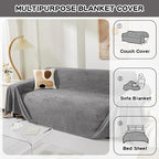 Couch Cover for 3 Cushion Couch Cat Scratch Proof Sofa Covers Washable Couch Protector Sectional Couch Covers for Dogs Soft Couch Cover Blanket Sofa Slipcover for Pets Kids, 91" x 134", Grey
