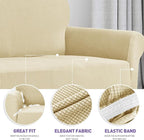 ZNSAYOTX Super Stretch Couch Cover (72"-92") Universal Sofa Covers with Elastic Bottom, Dog Cat Pets Friendly Washable Furniture Protector Fitted Sofa Slipcovers Stay in Place (Beige, Sofa)
