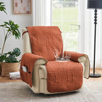 Quilted Recliner Chair Covers, Soft Lazy Boy Chair Covers, Water-Repellent Recliner Covers, Pet Friendly Chair Cover for Dogs Cats, Washable Sofa Protector (Recliner 22", Burnt Orange)