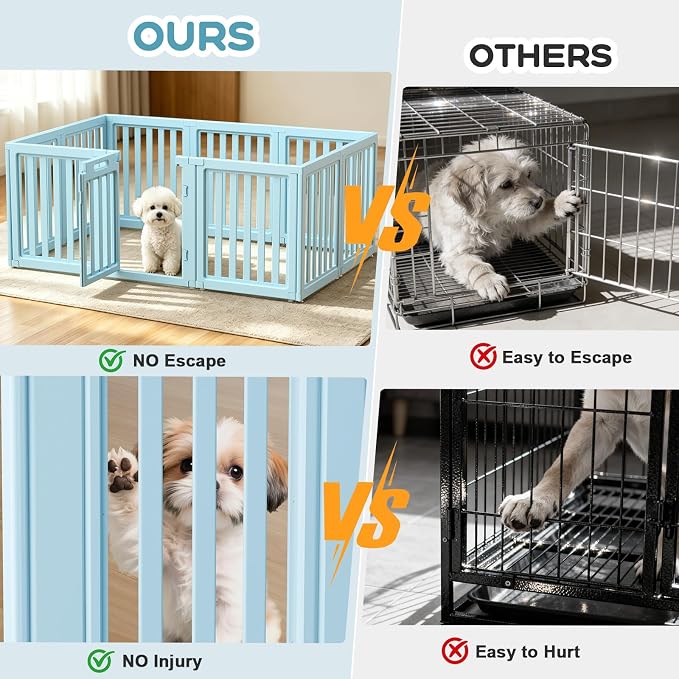 Dog Playpen, Clear Dog Pen, Dog Pen Indoor, Easy to Install and Remove Dog Play Pen, Puppy Playpen Suitable for Dogs, Cats,Dog Playpen Indoor (Blue, 30.3 inch Height, 10 Panels)