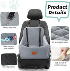 Lealchum Dog Car Seat for Medium Dogs Up to 40lbs,Fully Detachable and Washable,Easy to Install with Adjustable Straps,Anti-Slip Base Travel Car Bed for Pets,2 Side Pockets(Grey,Medium)