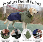 MAMORE Dog Raincoat with High Collar - Waterproof Adjustable Dog Rain Jacket, Lightweight Reflective Pet Rain Coat for Small Medium Large Dogs for Outdoor Walking Hiking(Green&Navy, Large)