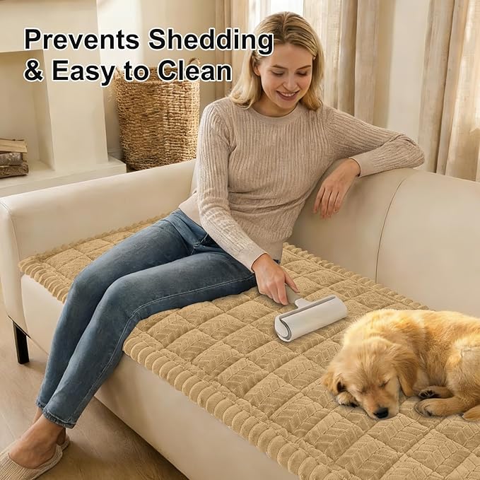 Smiry Couch Cover for Dogs, Non Slip Fuzzy Pet Sofa Covers Washable | Sofa Slipcovers for 3 Cushion Couch, Soft Thick Furniture Protector for Cats Dogs, Against Fur, Dirt, Scratch (27.6"x82.7")