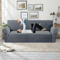 MAXIJIN Stretch Couch Cover Sofa Covers for 3 Cushion Couch (71"-91" Washable Sofa Slipcovers with Non-Slip Foam & Elastic Strap, Dog Cat Pet Friendly Furniture Protector (Large, Dark Gray)