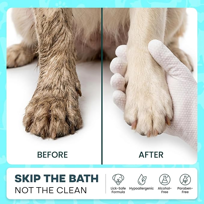 Uproot Clean Pet Grooming Gloves: Deodorizing & Grooming, 3-Month Supply | Extra-Thick Cat & Dog Wipe for Clean Paws, Eyes, Ears, Butt & Body, Lick-Safe. Mess-Free - Removing Tough Dirt, Odor, Oils