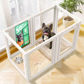 FXW AuraSpace Clear Acrylic Indoor Dog Playpen, 30" H, 6 Panels, White | Open View, Modern Home Fit, No Climbing Bars, Tool-Free Setup, For Small & Medium Dogs