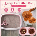 Sliner 7 Pcs Kitten Litter Box Starter Kit, 2 Plastic Small Kitty Litter Box Training Low Entry with Scoop, 2 Double Cat Bowl and Mat for Kitten Indoor (Pink)