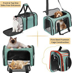 Soft-Sided Cat/Dog/Pet Carrier, Collapsible Pets Travel Carriers for Big Cats/Small Dogs with Shoulder Strap & Removable Mat, Mesh Puppy Carry Bag, Up to 25 Lbs (Turquoise)